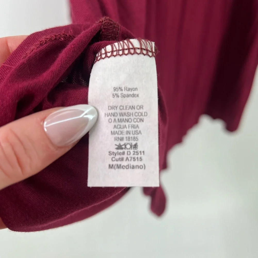 NWT Audrey 3+1 Wine Burgundy Long Sleeve Tunic Top Mini Dress M Medium - Picture 10 of 10